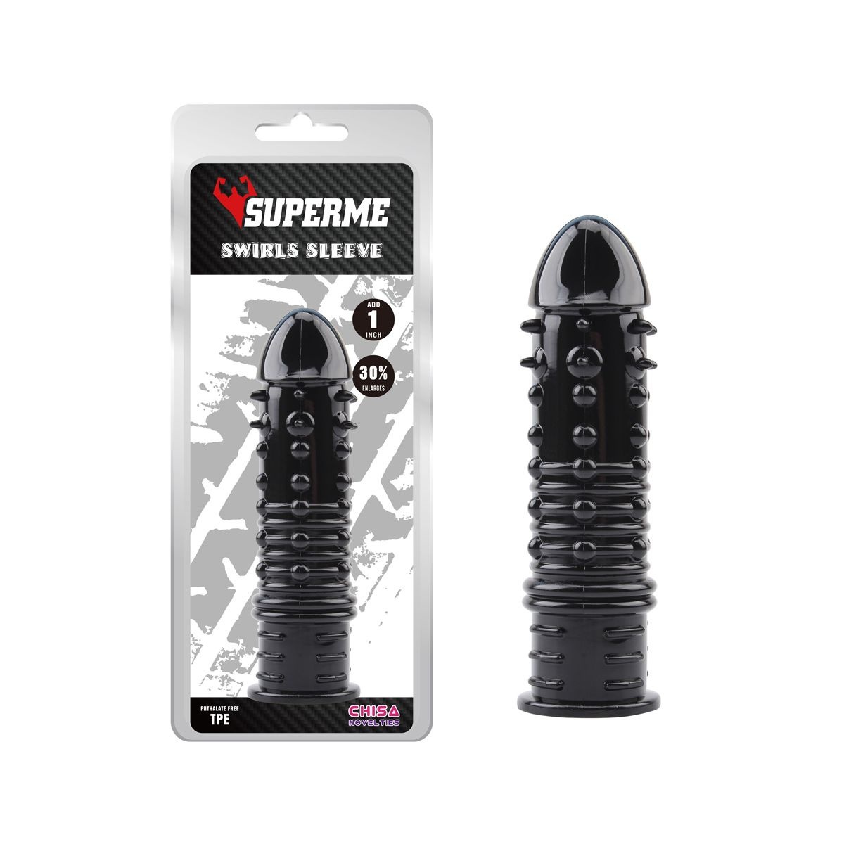 Penis Sleeve Swirls Zwart – Comfort & Intense Stimulatie