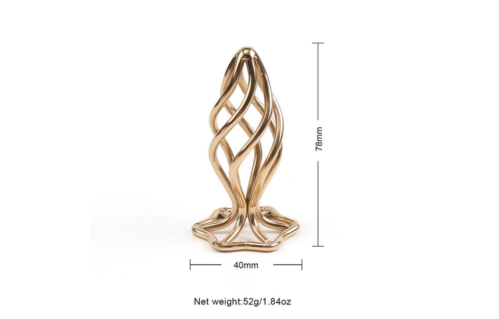 SEVANDA Gold Hollow Spiral Anal Plug - Medium, Luxurious & Safe