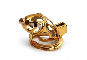 Gold Urethral Chastity Cock Cage