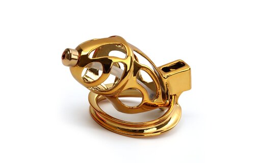 Gold Urethral Chastity Cock Cage