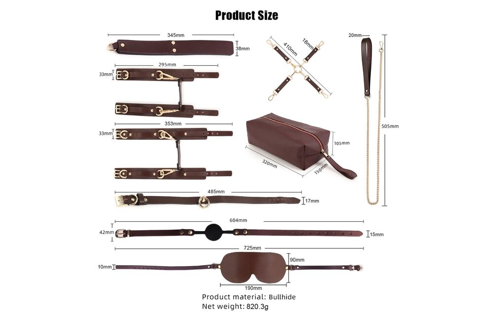 BDSM-Set Fancy Braun – Luxuriöses 9-teiliges veganes Set für Spaß