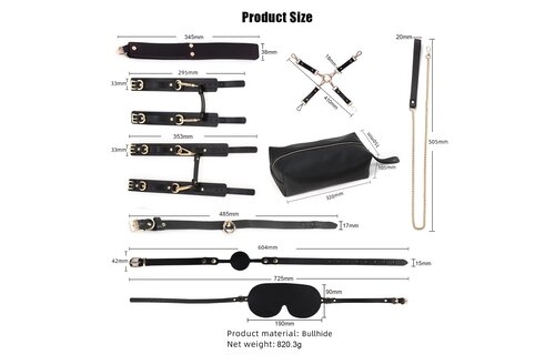 BDSM Fancy 9 Item Kit Black – Luxury Vegan PU Leather Kit