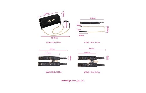 BDSM Deluxe Kit Schwarz – 5-teiliges Set aus veganem PU-Leder