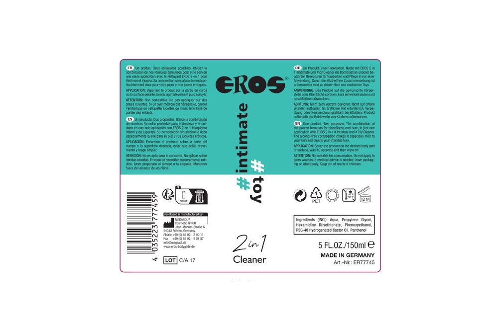Eros 2in1 Intimate Toy Cleaner 150ml - Safe & Hypoallergenic