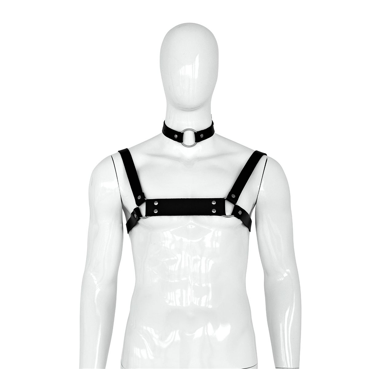 Male Leather Collar and Chests Strap