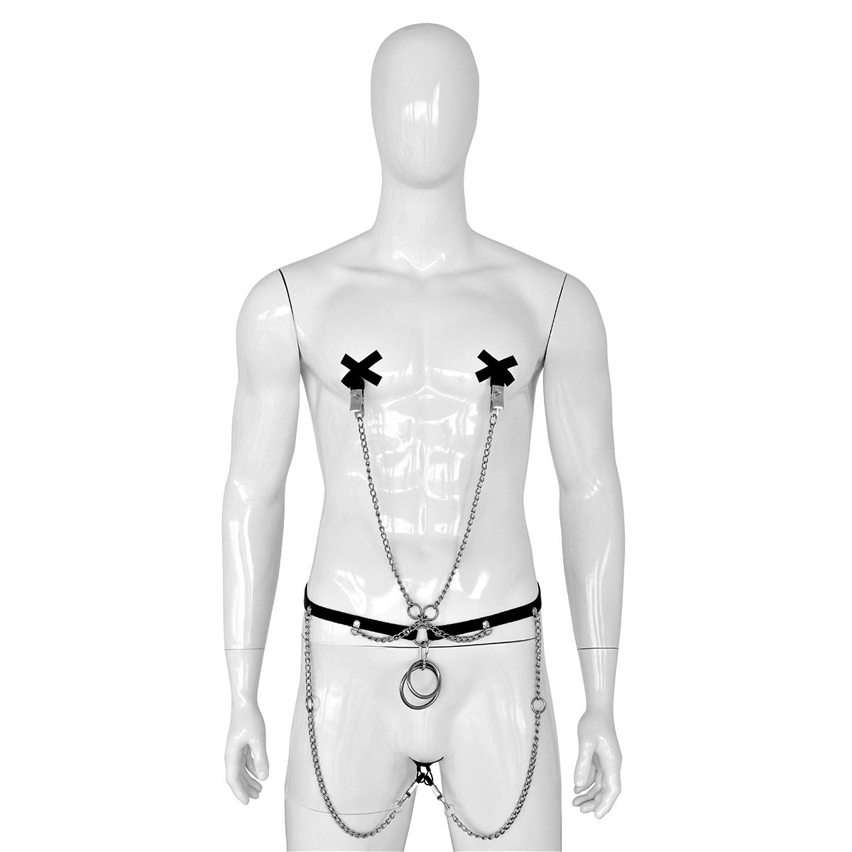 Leather Waist Belt with Rings & 4 Clamps for BDSM M/F