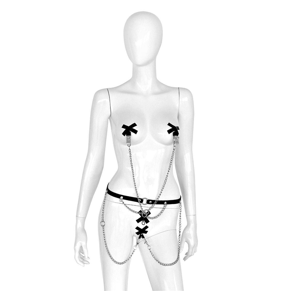 Leather Waist Belt with Rings & 4 Clamps for BDSM M/F