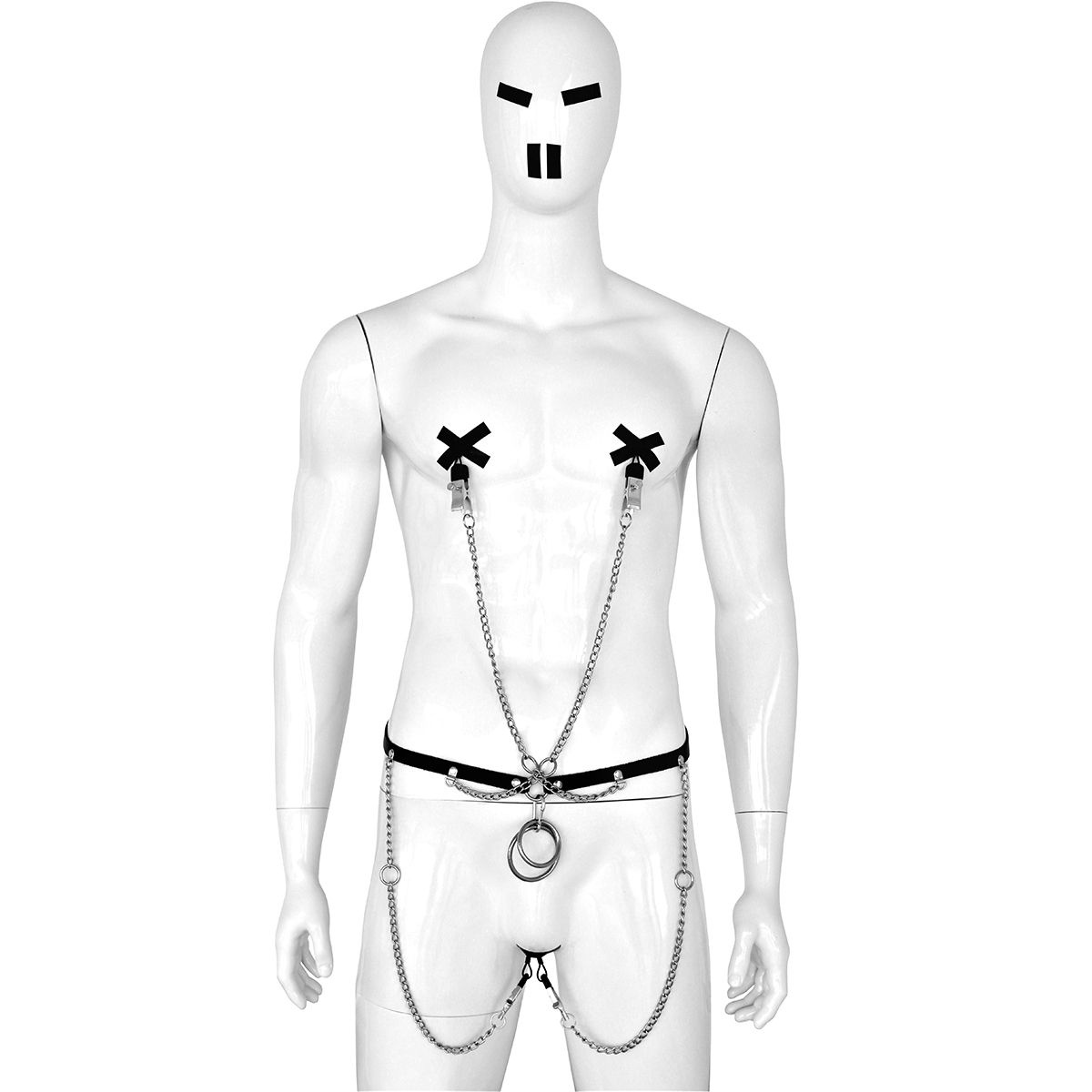 Leather Waist Belt with Rings & 4 Clamps for BDSM M/F