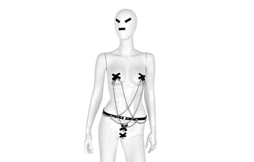 Leather Waist Belt with Rings & 4 Clamps for BDSM M/F