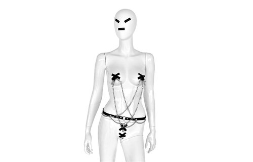 Leder-Hüftgurt mit Ringen & 4 Klammern für BDSM M/F