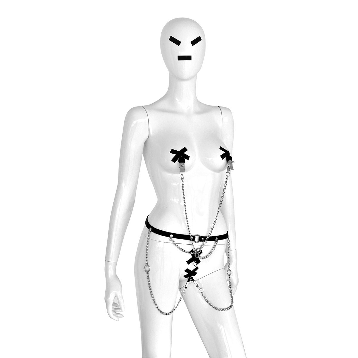 Leather Waist Belt with Rings & 4 Clamps for BDSM M/F