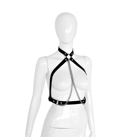 Zwart lederen Collar en Kettingen