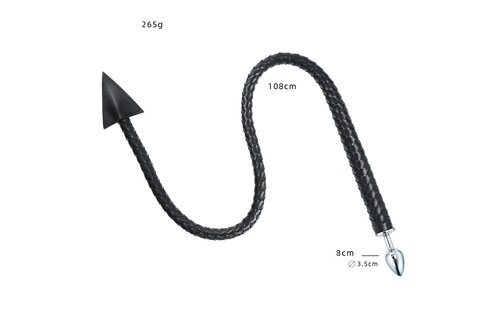 Duivelsstaart Buttplug & Gevlochten Zweep 2-in-1 Accessoire