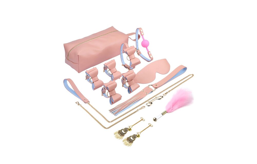 BDSM Strikjes Set Roze - Luxe 10-delige Kit Vegan Leder