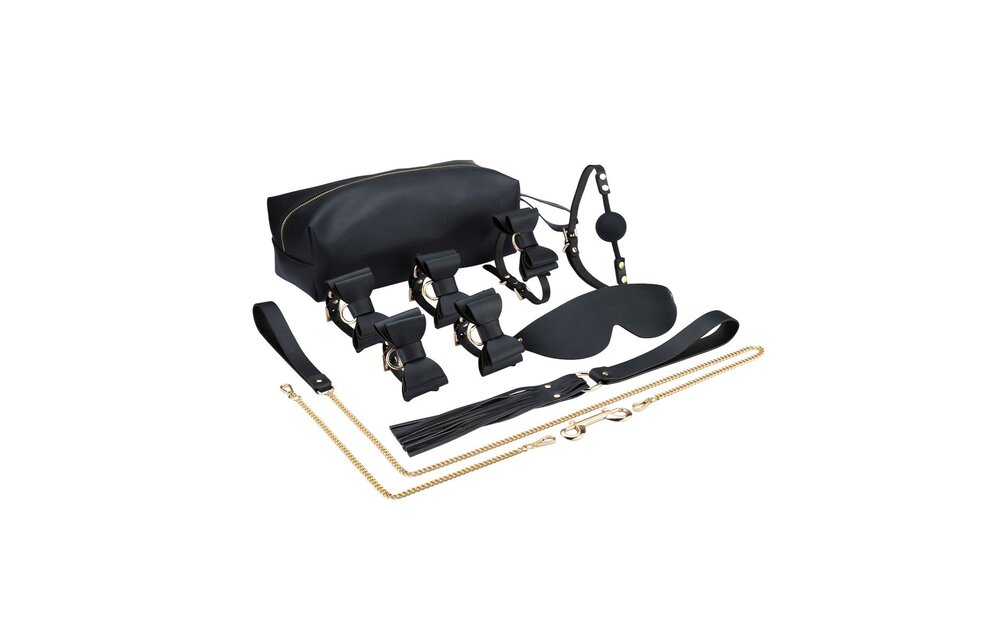 BDSM-Krawatten-Set Schwarz – 8-teiliges luxuriöses veganes Set