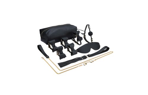 BDSM-Krawatten-Set Schwarz – 8-teiliges luxuriöses veganes Set