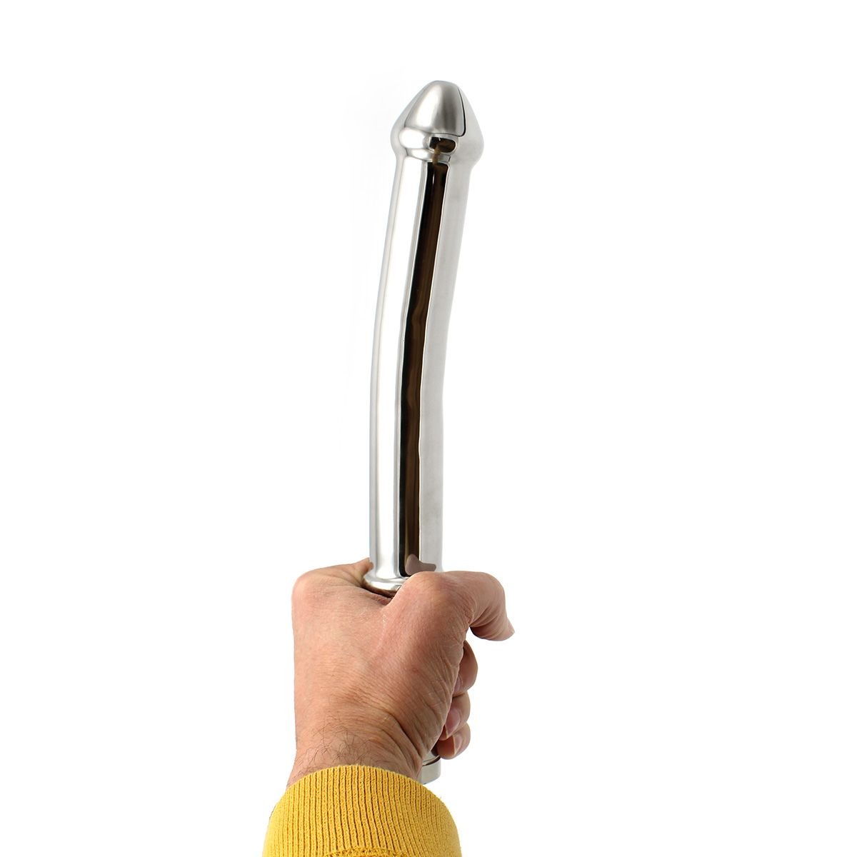 Mega Rvs Dildo Licht Gebogen 27 cm – Luxe Roestvrij Staal