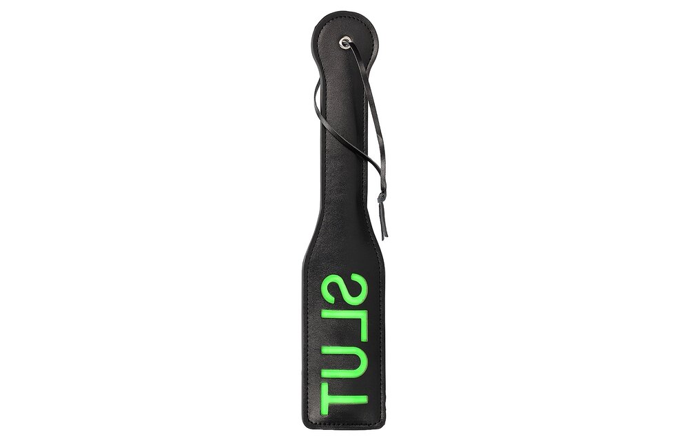 Slut Paddle Neon Groen - Glow In The Dark Bondage Peddel