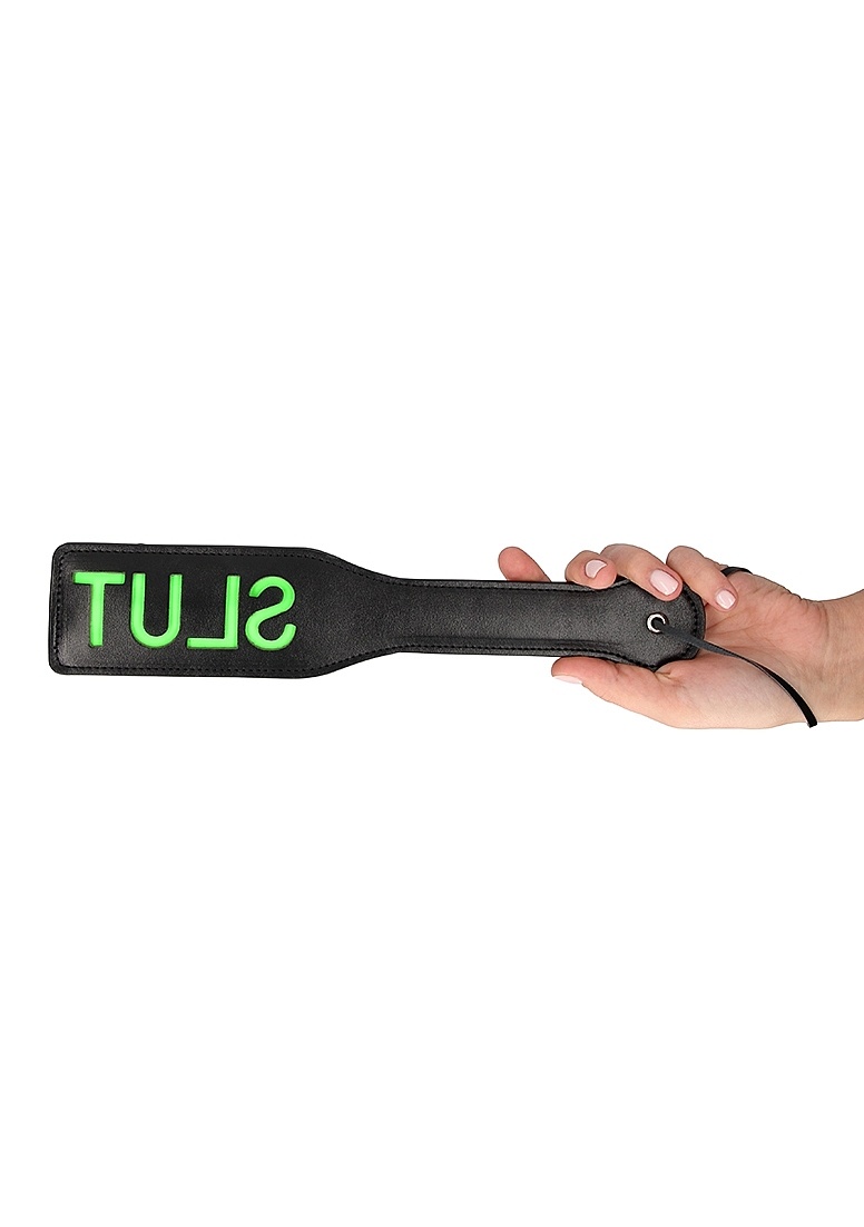 Slut Paddle Neon Groen - Glow In The Dark Bondage Peddel
