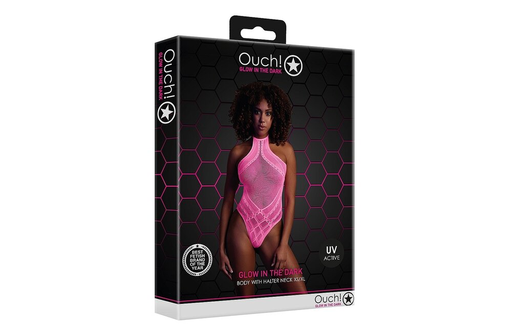 Body mit Neckholder Neonrosa | Plus Size Lingerie XS-XXXL