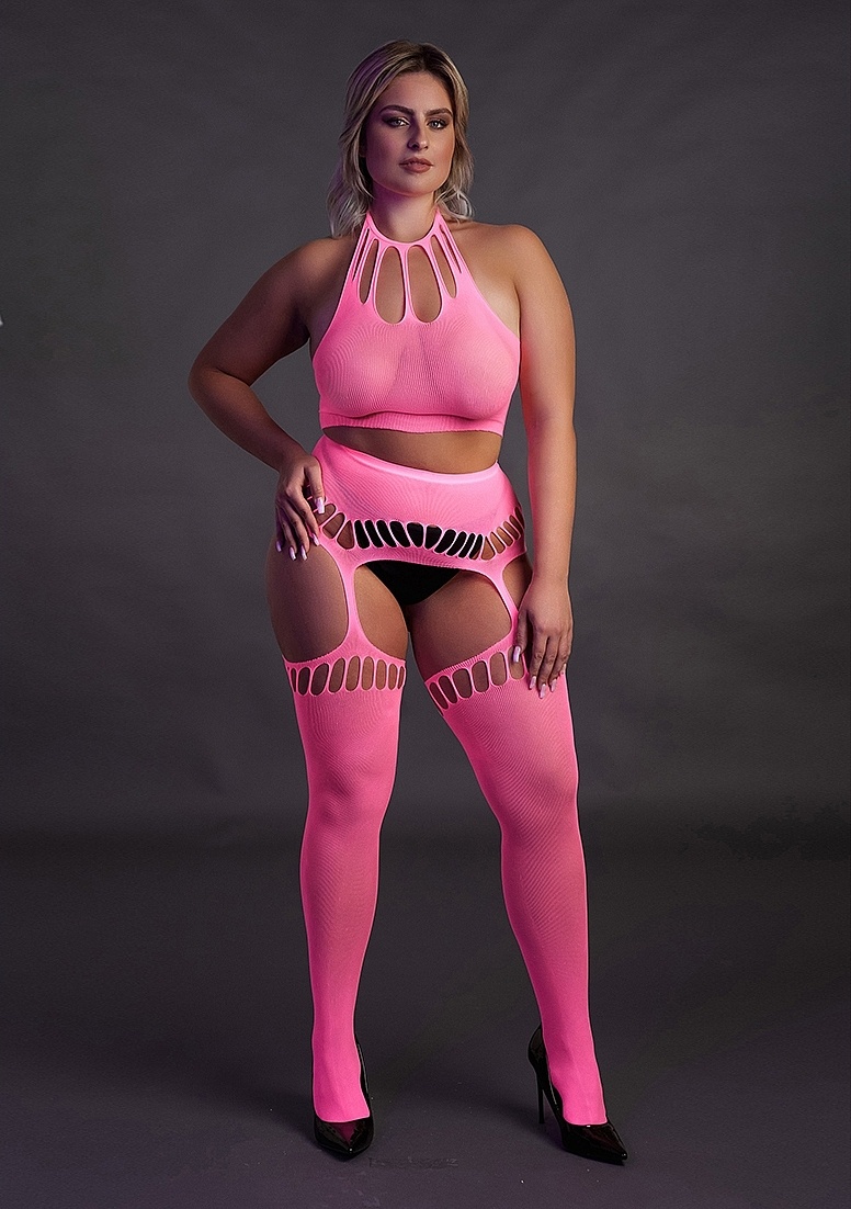 Neon Lingerie Set Crop Top & Kousen | Comfort & Stijl