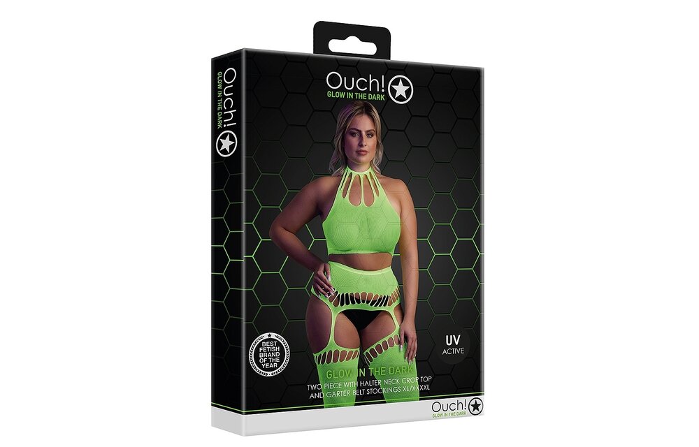 Neon Tweedelig Set Met Crop Top En Kousen – Uv-Actief & Comfortabel