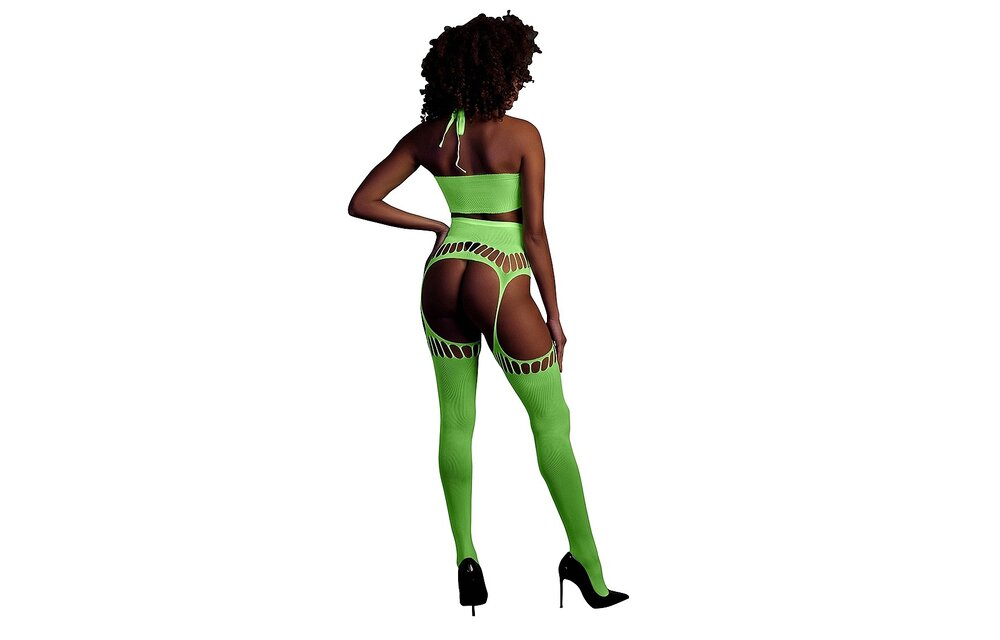 Neon Tweedelig Set Met Crop Top En Kousen – Uv-Actief & Comfortabel