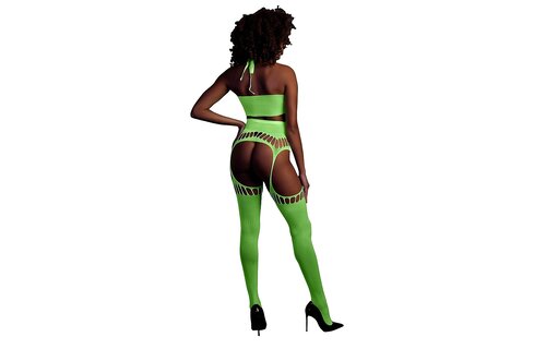 Neon Tweedelig Set Met Crop Top En Kousen – Uv-Actief & Comfortabel