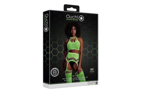 Neon Tweedelig Set Met Crop Top En Kousen – Uv-Actief & Comfortabel