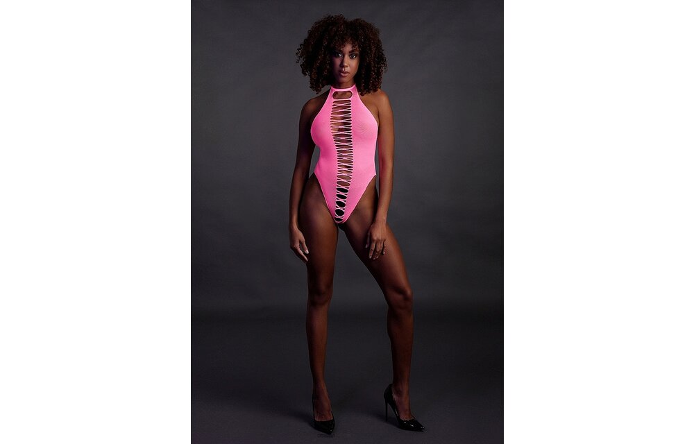 High-Cut Neon Pink Bodysuit | Plus Size Lingerie XS-XXXL