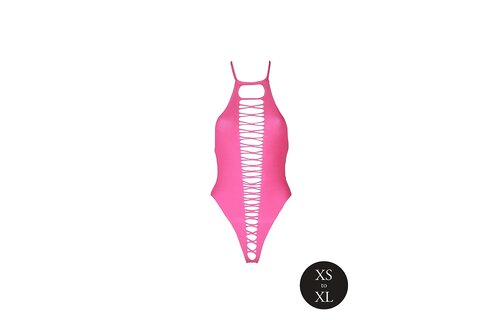 Hoch geschnittener neonrosa Body | Plus Size Lingerie XS-XXXL