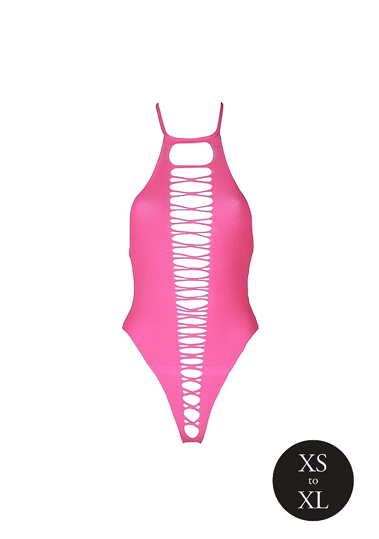 High-Cut Neon Pink Bodysuit | Plus Size Lingerie XS-XXXL