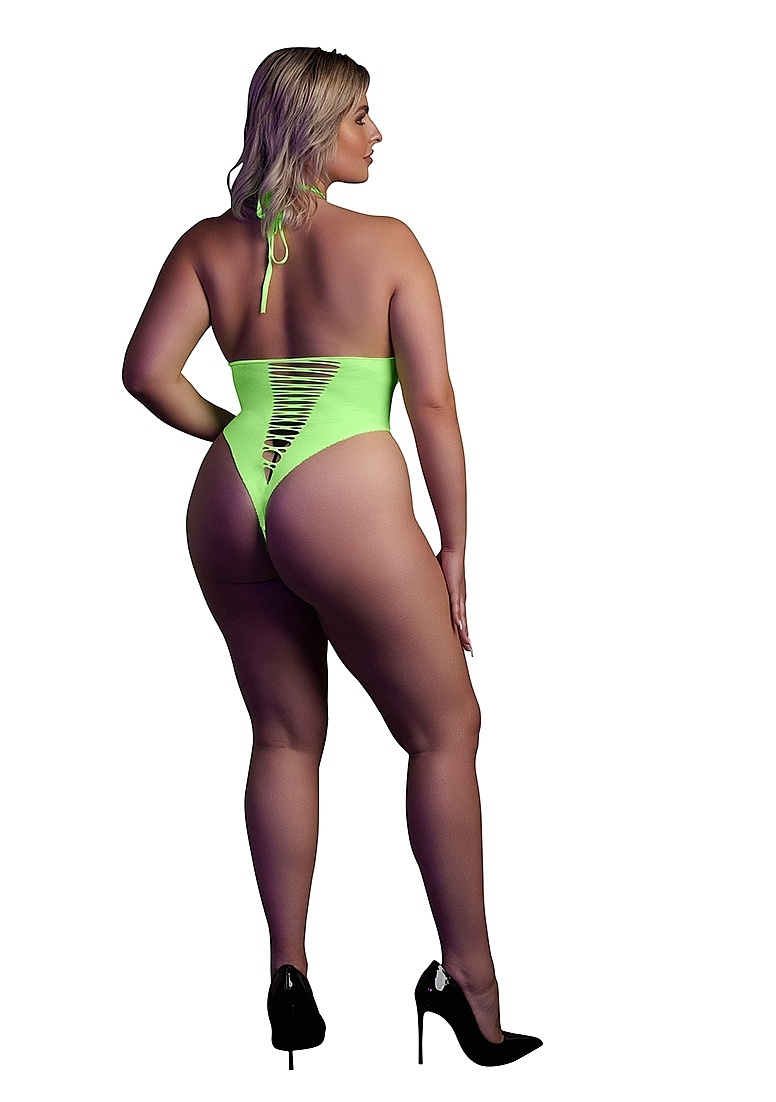 Hoch geschnittener Body in Neongrün UV-aktiv | Ouch! By Shots