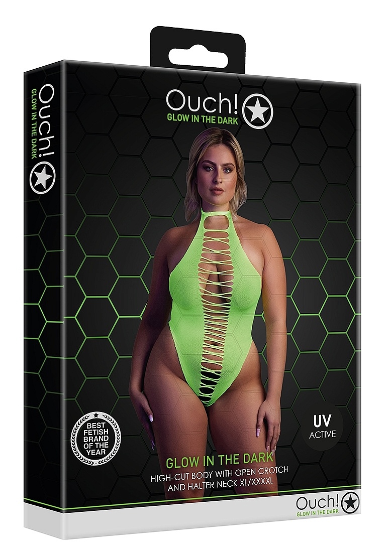 Hoch geschnittener Body in Neongrün UV-aktiv | Ouch! By Shots