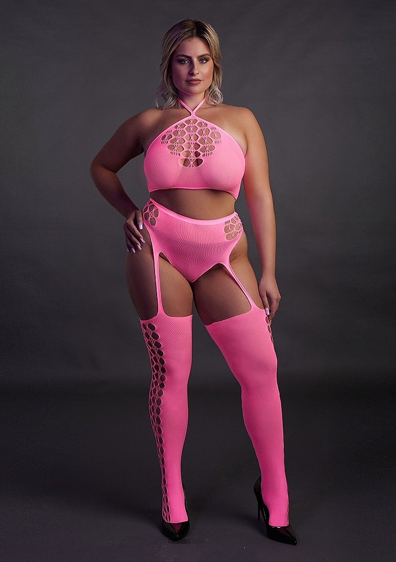 Two Piece with Crop Top and Stockings