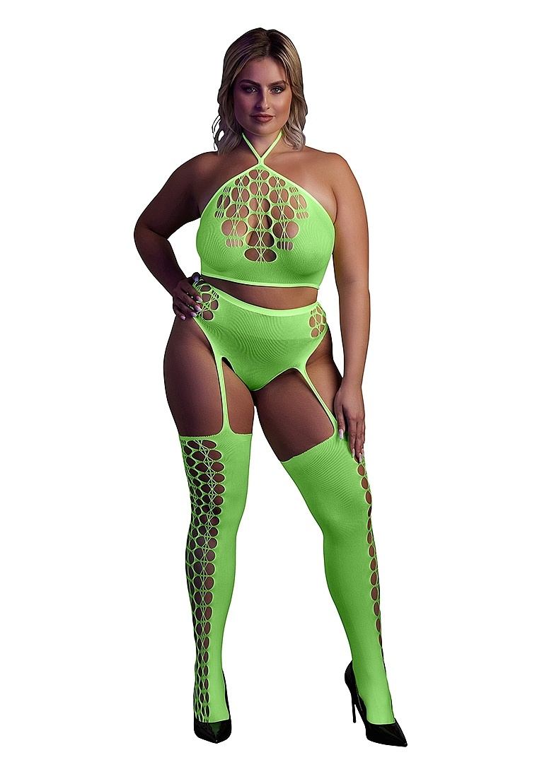 Two Piece with Crop Top and Stockings