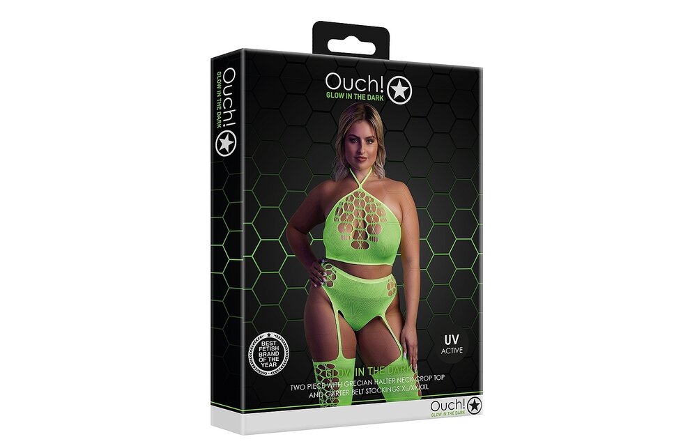 Neon Tweedelig Set: Sexy Crop Top & Kousen Plus Maten