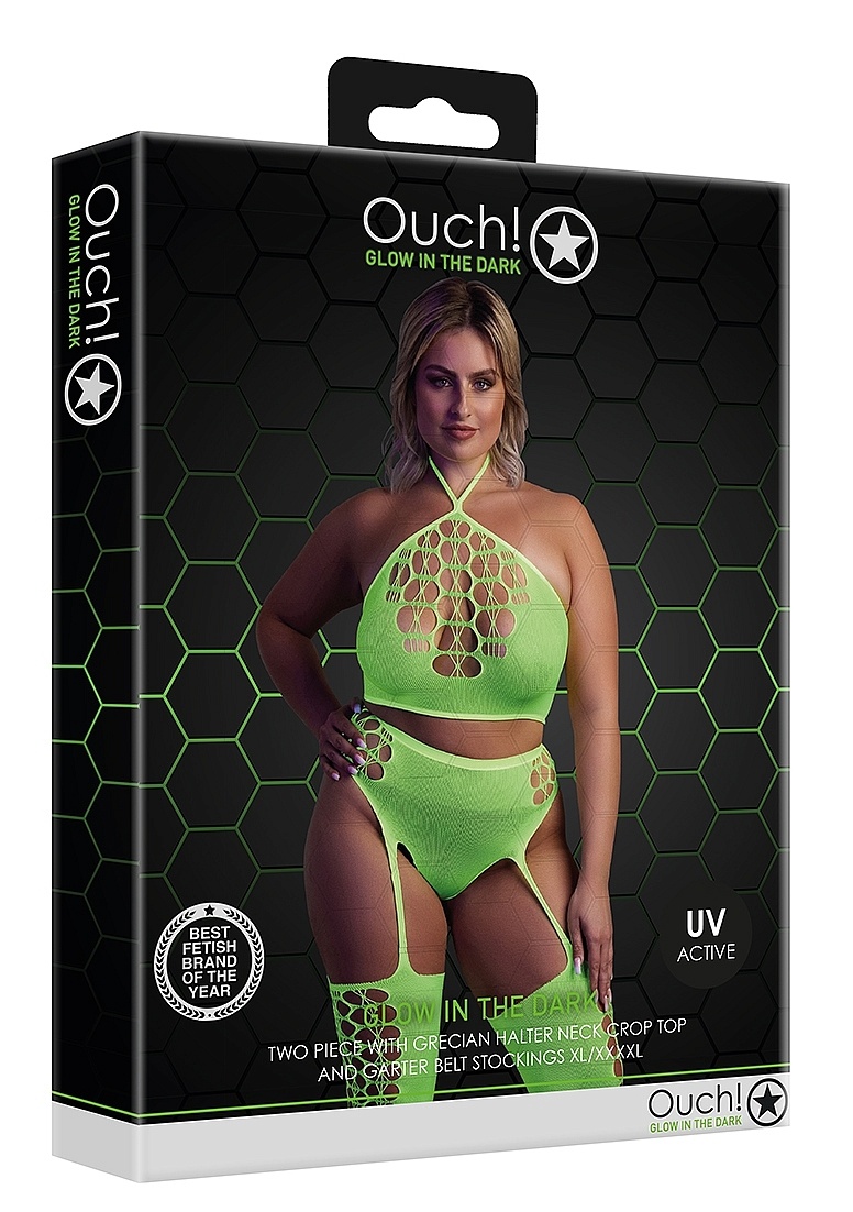 Neon Tweedelig Set: Sexy Crop Top & Kousen Plus Maten