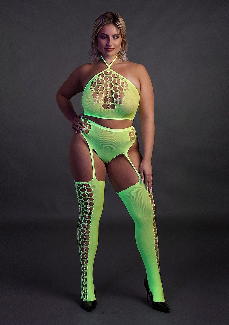 Two Piece with Crop Top and Stockings