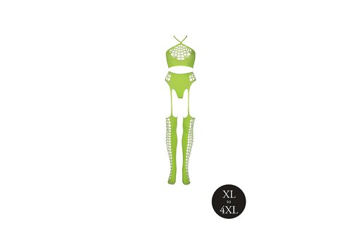 Neon Tweedelig Set: Sexy Crop Top & Kousen Plus Maten