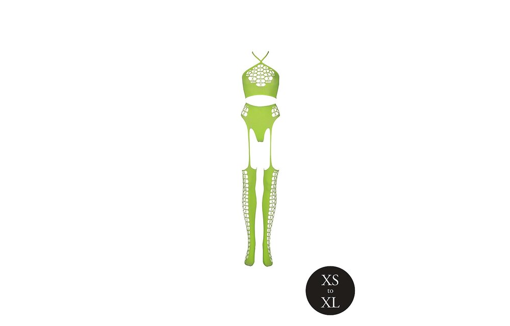 Neon Two-Piece Set: Sexy Crop Top & Stockings Plus Sizes