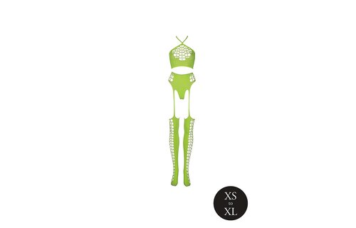 Neon Two-Piece Set: Sexy Crop Top & Stockings Plus Sizes