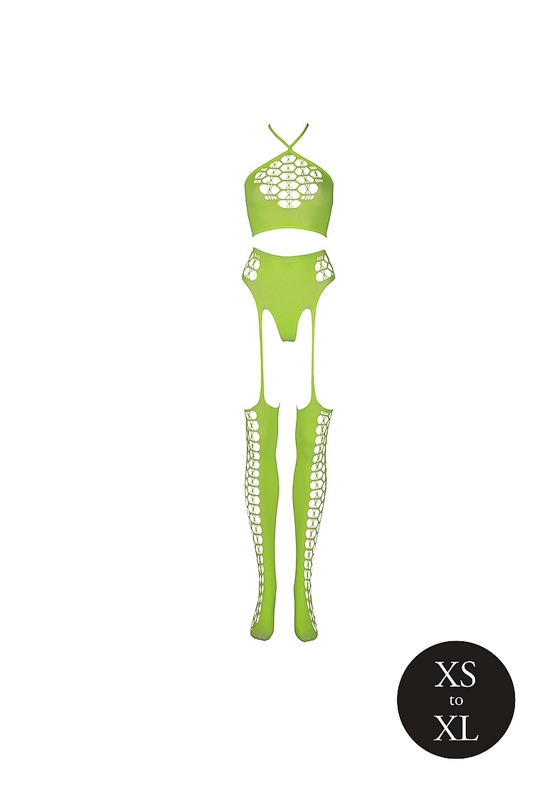 Neon Tweedelig Set: Sexy Crop Top & Kousen Plus Maten