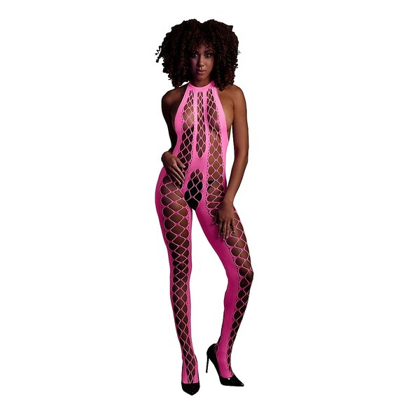 Bodystocking with Halter Neck Neon Pink – Ouch! By Shots