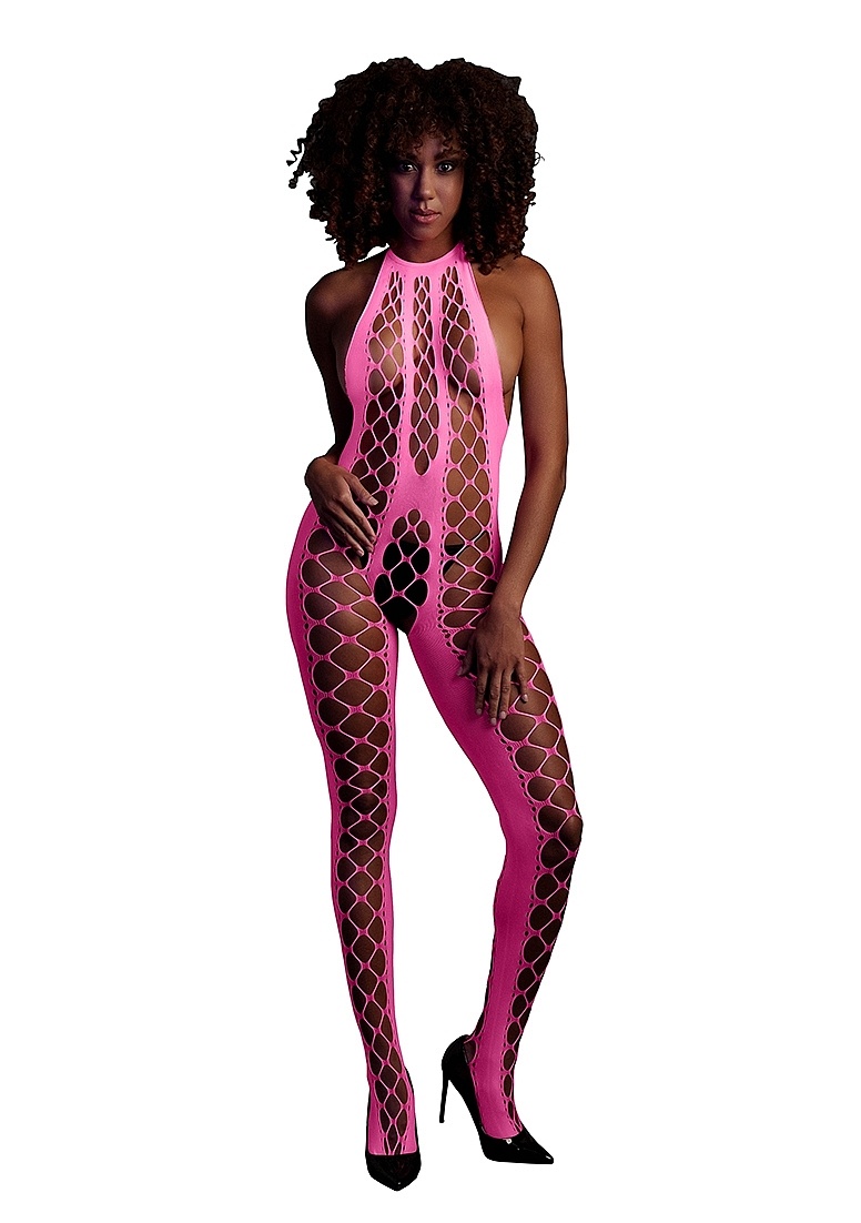 Bodystocking with Halter Neck Neon Pink – Ouch! By Shots