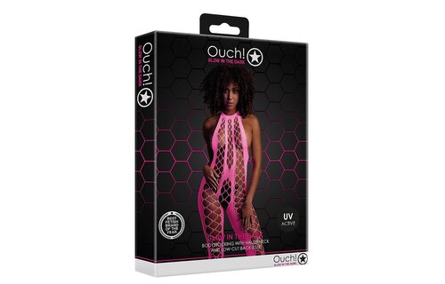 Bodystocking with Halter Neck Neon Pink – Ouch! By Shots
