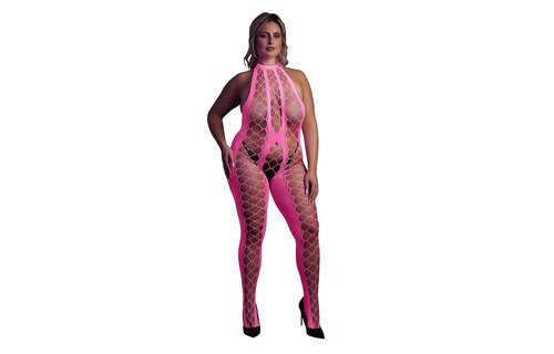 Bodystocking with Halter Neck Neon Pink – Ouch! By Shots