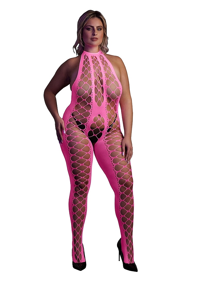 Bodystocking with Halter Neck Neon Pink – Ouch! By Shots