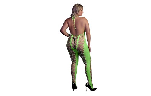Bodystocking mit Neckholder Neon Grün Plus Size | Ouch! Shots