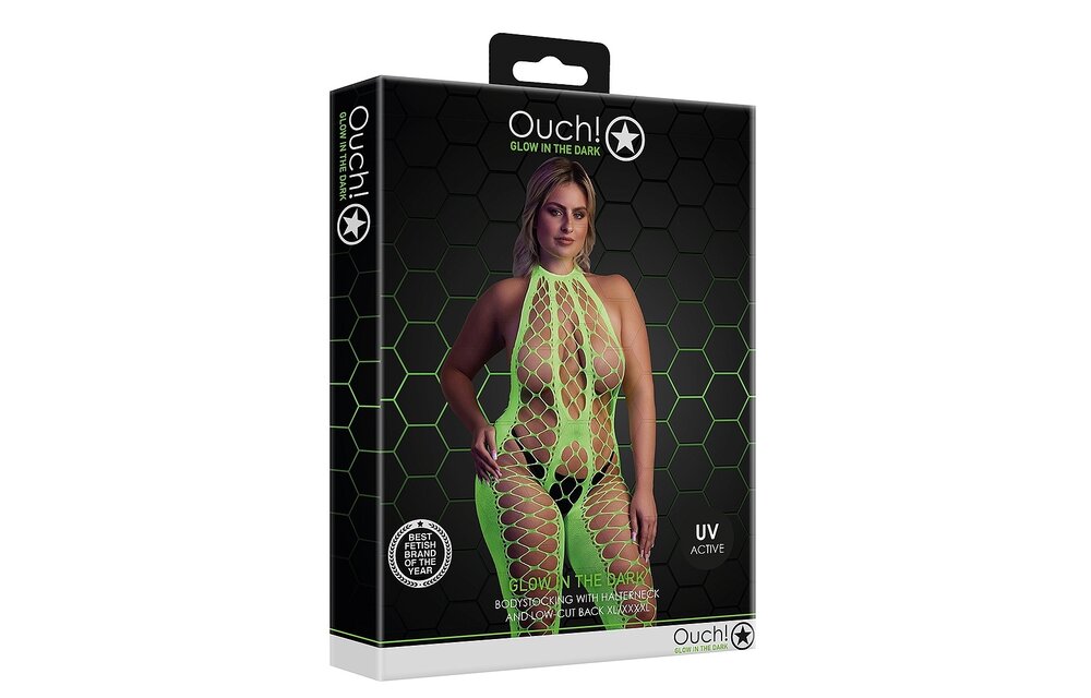 Bodystocking Met Halternek Neon Groen Plusmaat | Ouch! Shots